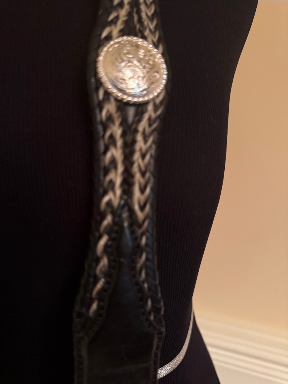 Tony Lama Black Leather Belt with Silver Western Buckle Sz 42 - Picture 11 of 12